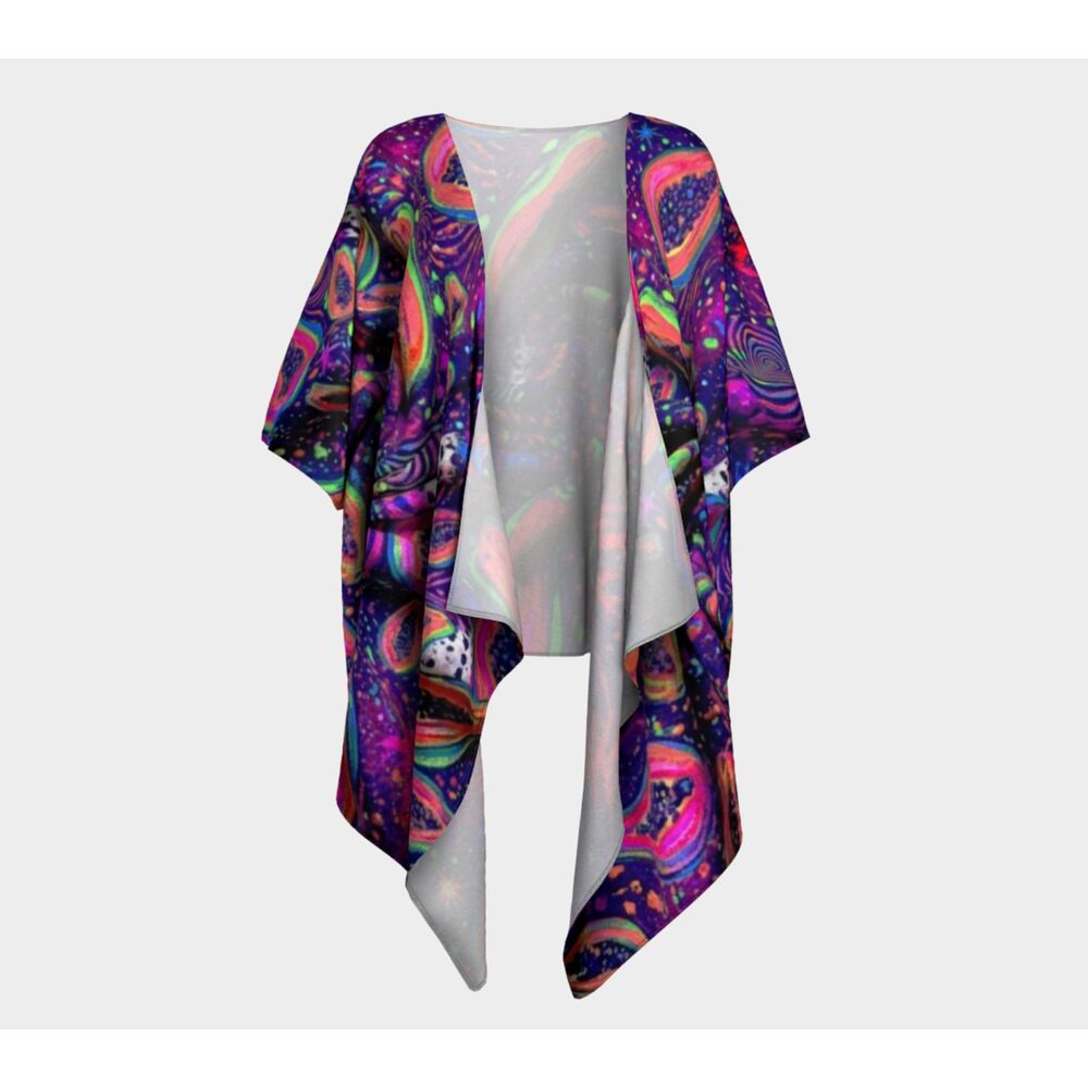 Papaya Flesh Abstract Kimono Wrap